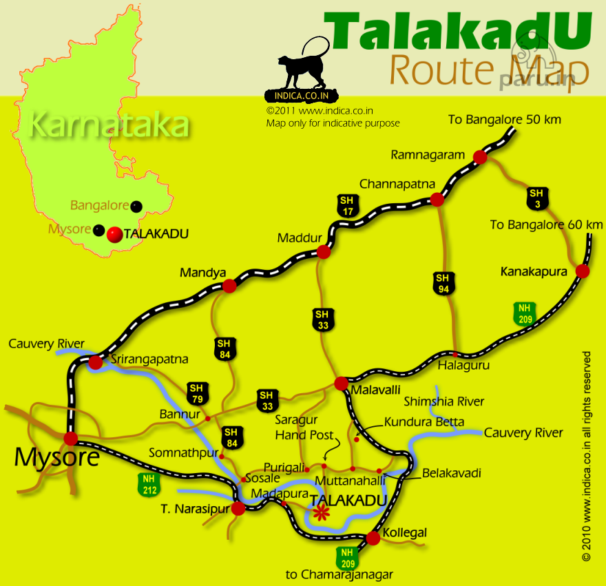 Route map to Talakkadu